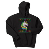 Gay Christmas Rainbow Unicorn Lover Lgbt Ugly Xmas Sweater Kids Hoodie