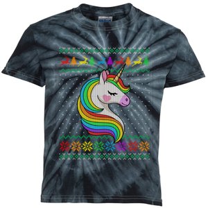 Gay Christmas Rainbow Unicorn Lover Lgbt Ugly Xmas Sweater Kids Tie-Dye T-Shirt