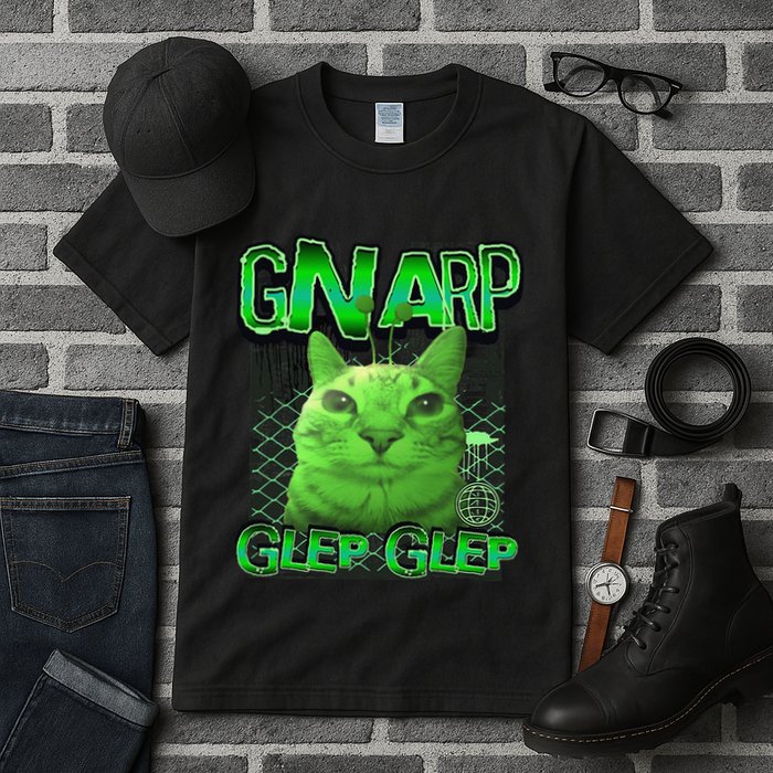 Gnarp Cat Silly Alien Cat Meme Brainrot Gen Z Meme Tall T-Shirt