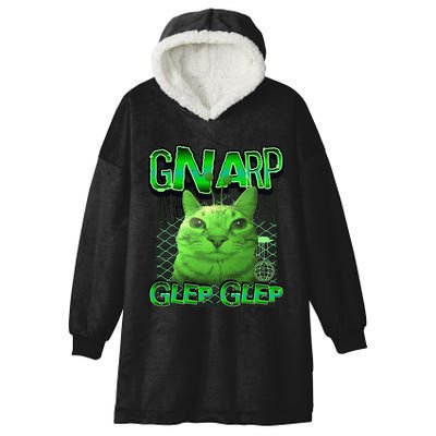 Gnarp Cat Silly Alien Cat Meme Brainrot Gen Z Meme Hooded Wearable Blanket