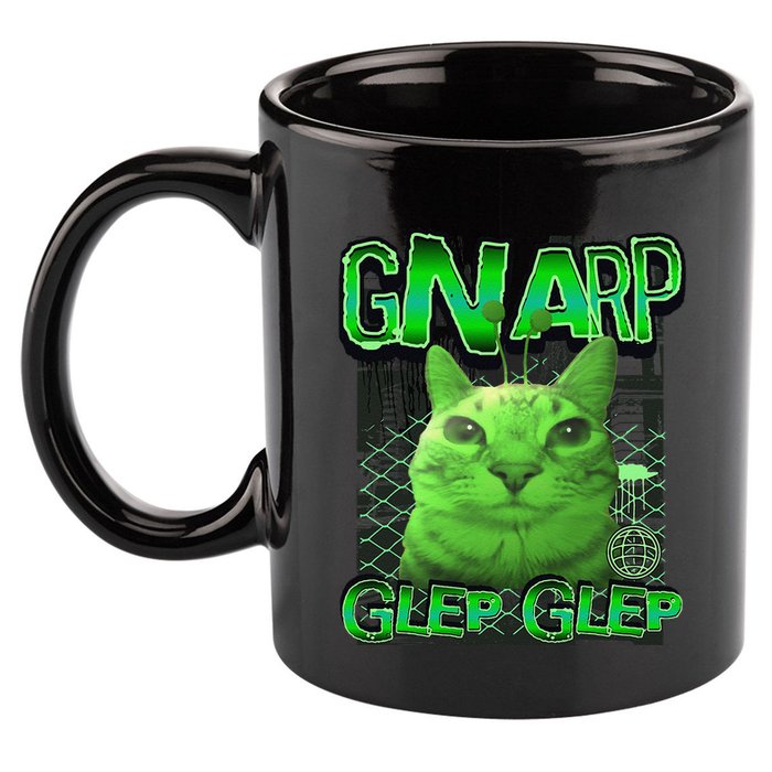 Gnarp Cat Silly Alien Cat Meme Brainrot Gen Z Meme 11oz C Handle Ceramic Mug