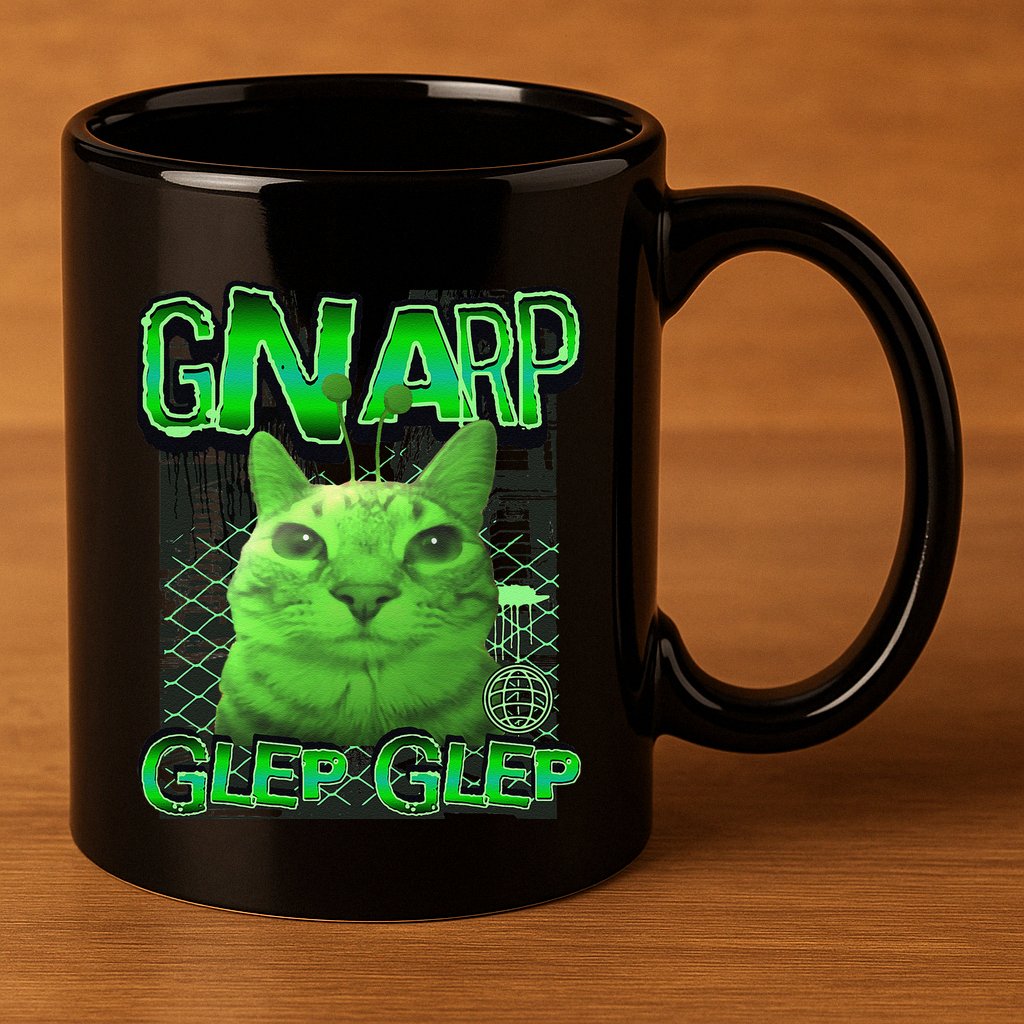 Gnarp Cat Silly Alien Cat Meme Brainrot Gen Z Meme 11oz C Handle Ceramic Mug