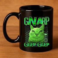 Gnarp Cat Silly Alien Cat Meme Brainrot Gen Z Meme 11oz C Handle Ceramic Mug