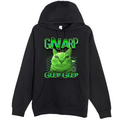 Gnarp Cat Silly Alien Cat Meme Brainrot Gen Z Meme Premium Pullover Hoodie