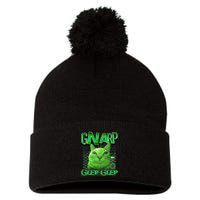 Gnarp Cat Silly Alien Cat Meme Brainrot Gen Z Meme Pom Pom 12in Knit Beanie