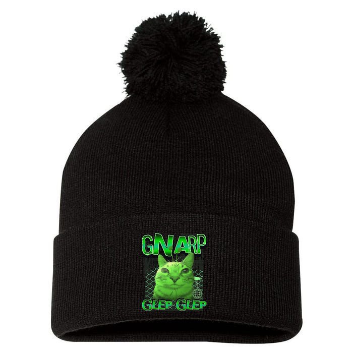 Gnarp Cat Silly Alien Cat Meme Brainrot Gen Z Meme Pom Pom 12in Knit Beanie