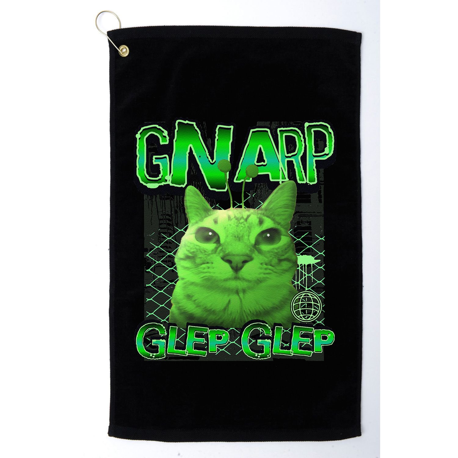 Gnarp Cat Silly Alien Cat Meme Brainrot Gen Z Meme Golf Towel