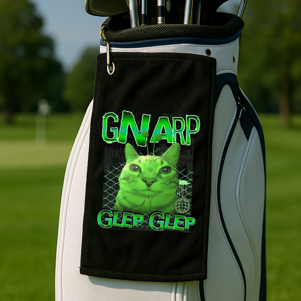 Gnarp Cat Silly Alien Cat Meme Brainrot Gen Z Meme Golf Towel