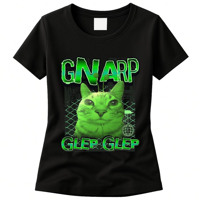 Gnarp Cat Silly Alien Cat Meme Brainrot Gen Z Meme Womens T-Shirt