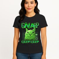 Gnarp Cat Silly Alien Cat Meme Brainrot Gen Z Meme Womens T-Shirt