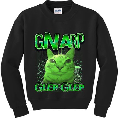 Gnarp Cat Silly Alien Cat Meme Brainrot Gen Z Meme Kids Sweatshirt
