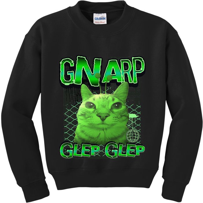 Gnarp Cat Silly Alien Cat Meme Brainrot Gen Z Meme Kids Sweatshirt