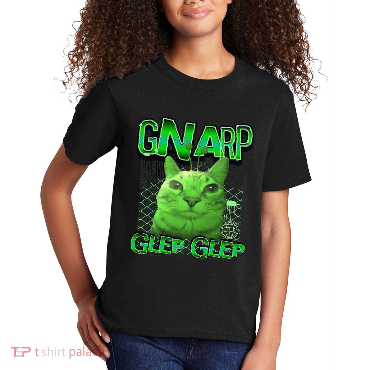 Gnarp Cat Silly Alien Cat Meme Brainrot Gen Z Meme Kids T-Shirt