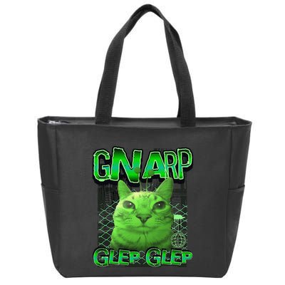 Gnarp Cat Silly Alien Cat Meme Brainrot Gen Z Meme Zip Tote Bag