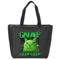 Gnarp Cat Silly Alien Cat Meme Brainrot Gen Z Meme Zip Tote Bag