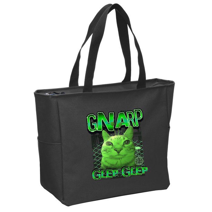 Gnarp Cat Silly Alien Cat Meme Brainrot Gen Z Meme Zip Tote Bag