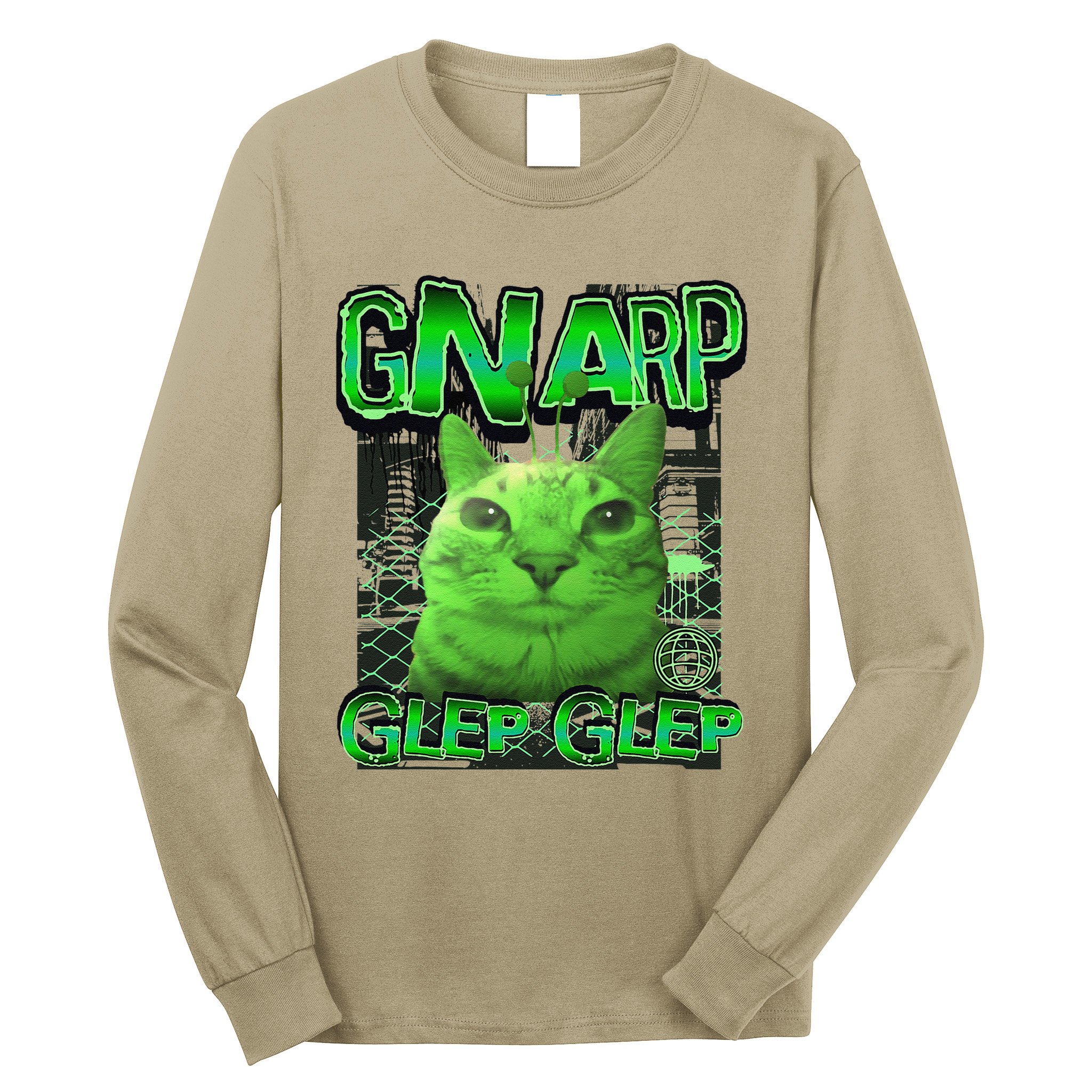 Gnarp Cat Silly Alien Cat Meme Brainrot Gen Z Meme Long Sleeve Shirt