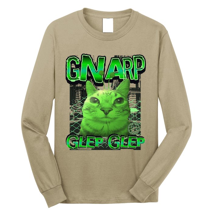 Gnarp Cat Silly Alien Cat Meme Brainrot Gen Z Meme Long Sleeve Shirt
