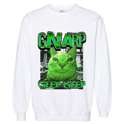 Gnarp Cat Silly Alien Cat Meme Brainrot Gen Z Meme Garment-Dyed Sweatshirt
