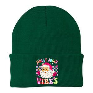 Groovy Cute Santa Claus Christmas Vibes Xmas Knit Cap Winter Beanie