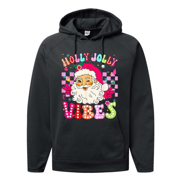 Groovy Cute Santa Claus Christmas Vibes Xmas Performance Fleece Hoodie