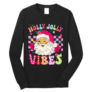 Groovy Cute Santa Claus Christmas Vibes Xmas Long Sleeve Shirt