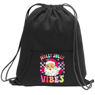 Groovy Cute Santa Claus Christmas Vibes Xmas Sweatshirt Cinch Pack Bag