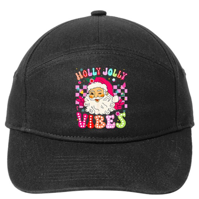 Groovy Cute Santa Claus Christmas Vibes Xmas 7-Panel Snapback Hat