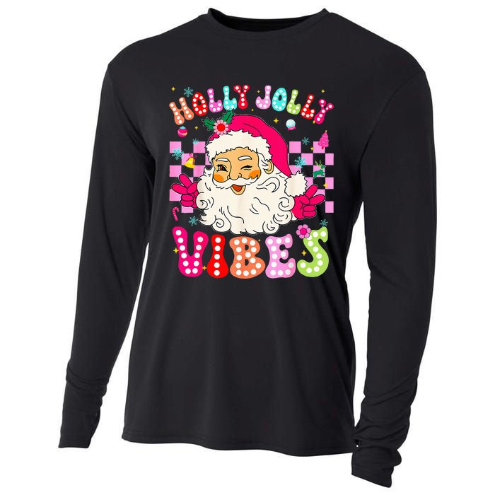 Groovy Cute Santa Claus Christmas Vibes Xmas Cooling Performance Long Sleeve Crew