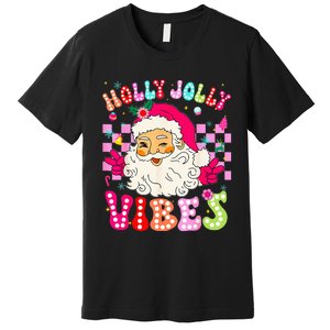 Groovy Cute Santa Claus Christmas Vibes Xmas Premium T-Shirt