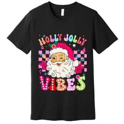 Groovy Cute Santa Claus Christmas Vibes Xmas Premium T-Shirt
