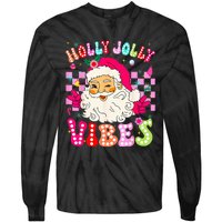 Groovy Cute Santa Claus Christmas Vibes Xmas Tie-Dye Long Sleeve Shirt