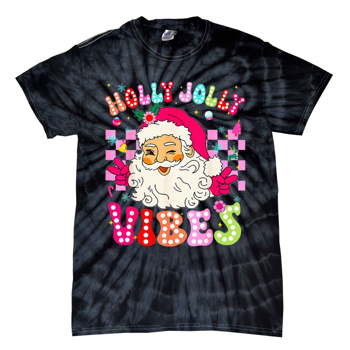 Groovy Cute Santa Claus Christmas Vibes Xmas Tie-Dye T-Shirt