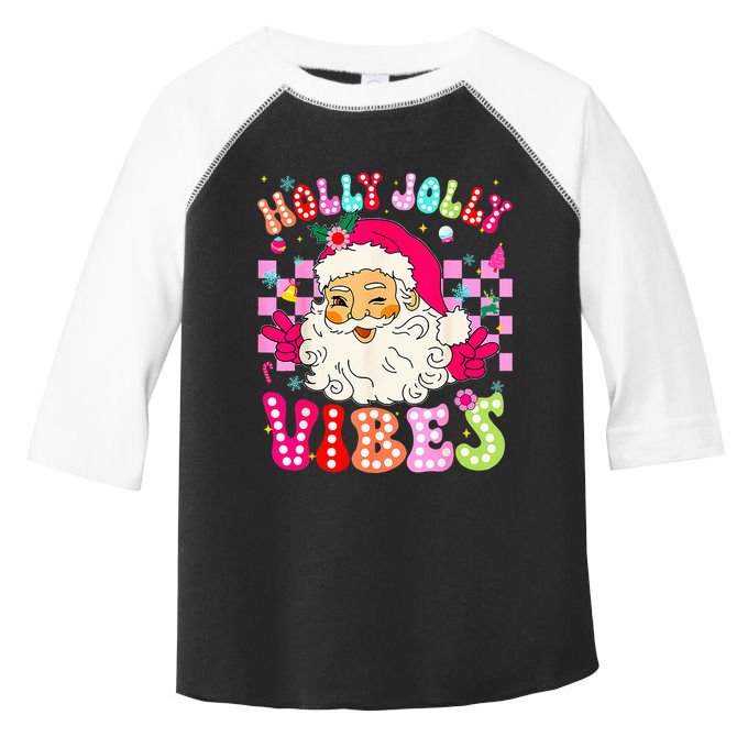 Groovy Cute Santa Claus Christmas Vibes Xmas Toddler Fine Jersey T-Shirt