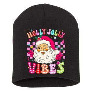 Groovy Cute Santa Claus Christmas Vibes Xmas Short Acrylic Beanie