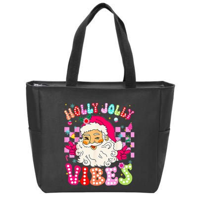 Groovy Cute Santa Claus Christmas Vibes Xmas Zip Tote Bag