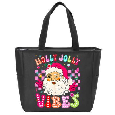 Groovy Cute Santa Claus Christmas Vibes Xmas Zip Tote Bag