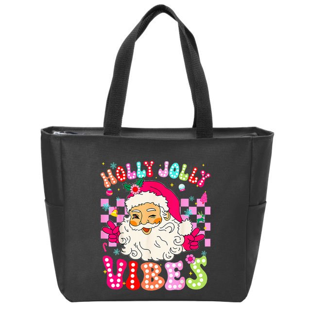Groovy Cute Santa Claus Christmas Vibes Xmas Zip Tote Bag