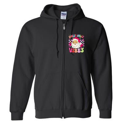 Groovy Cute Santa Claus Christmas Vibes Xmas Full Zip Hoodie
