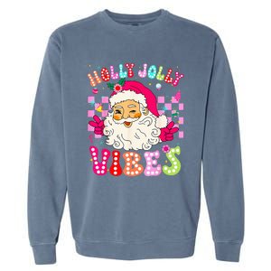 Groovy Cute Santa Claus Christmas Vibes Xmas Garment-Dyed Sweatshirt