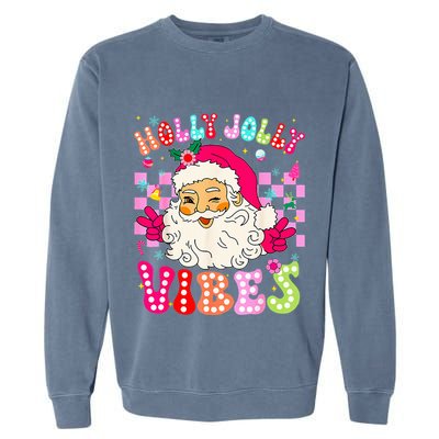 Groovy Cute Santa Claus Christmas Vibes Xmas Garment-Dyed Sweatshirt