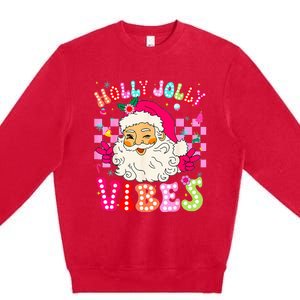 Groovy Cute Santa Claus Christmas Vibes Xmas Premium Crewneck Sweatshirt