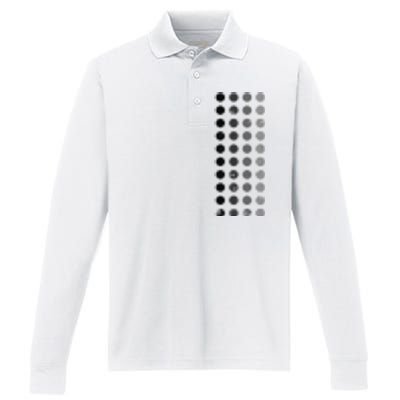 Geometric Circle Shapes Geometry Art Grid Pattern Distressed Performance Long Sleeve Polo