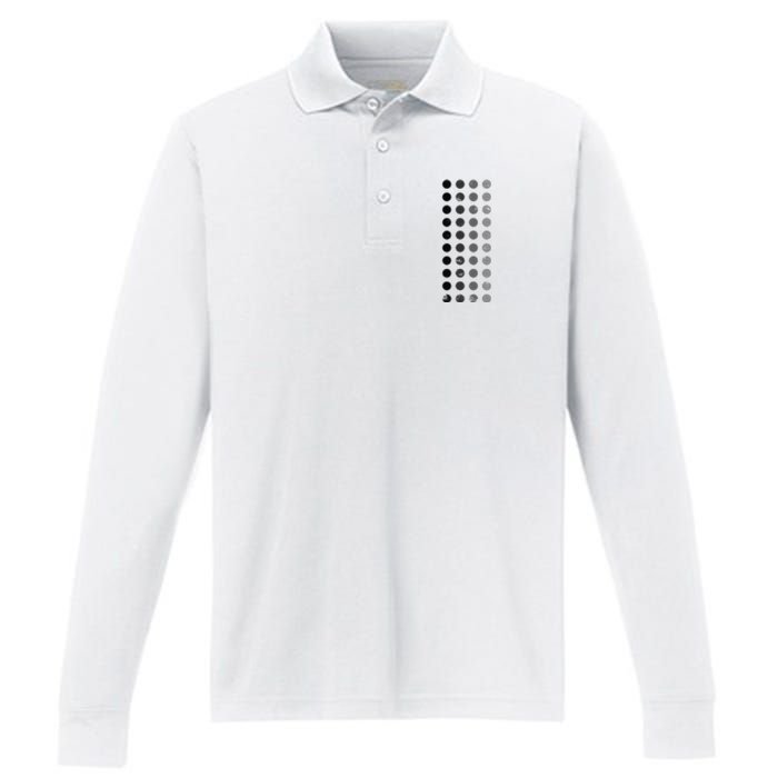 Geometric Circle Shapes Geometry Art Grid Pattern Distressed Performance Long Sleeve Polo