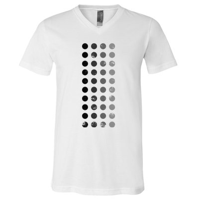 Geometric Circle Shapes Geometry Art Grid Pattern Distressed V-Neck T-Shirt