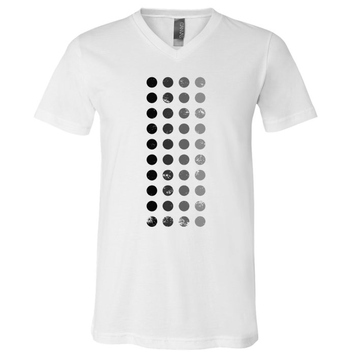 Geometric Circle Shapes Geometry Art Grid Pattern Distressed V-Neck T-Shirt