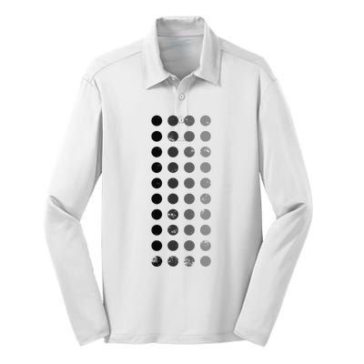 Geometric Circle Shapes Geometry Art Grid Pattern Distressed Silk Touch Performance Long Sleeve Polo