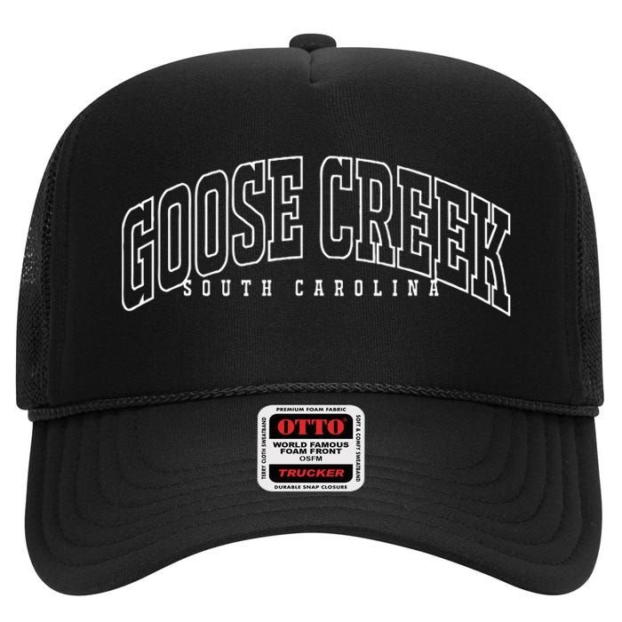 Goose Creek South Carolina Sc Vintage Throwback Athletic High Crown Mesh Back Trucker Hat