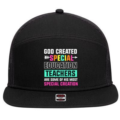 God Created Special Education Teachers Cool Gift 7 Panel Mesh Trucker Snapback Hat