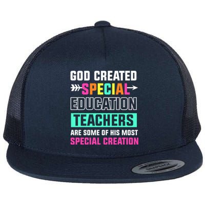 God Created Special Education Teachers Cool Gift Flat Bill Trucker Hat